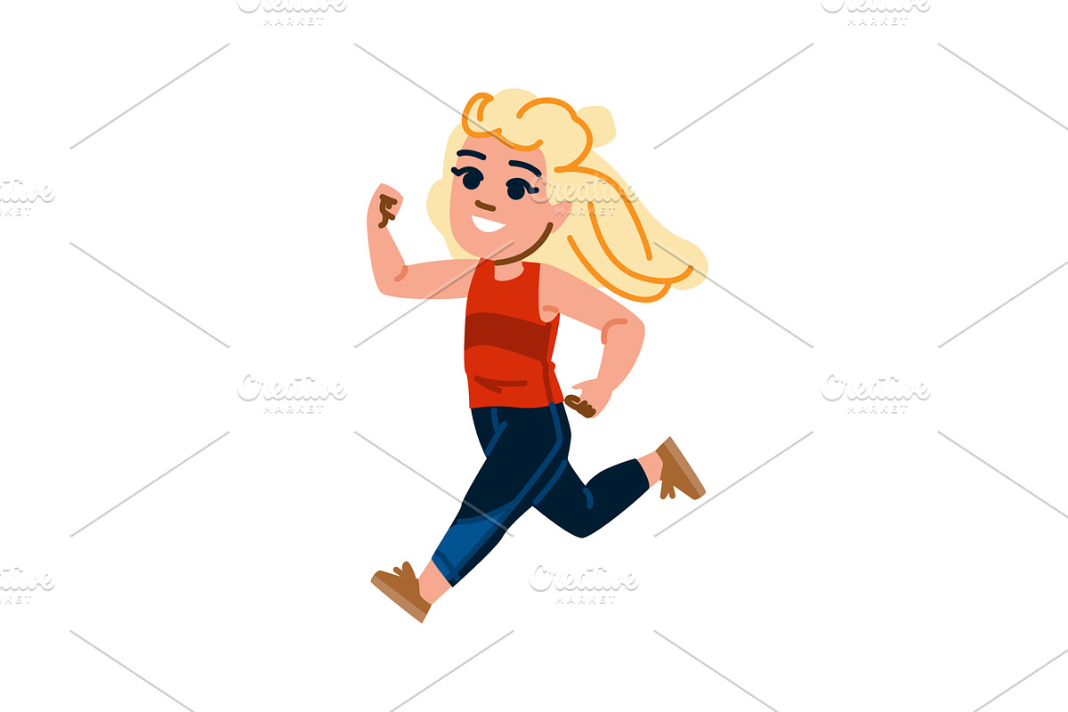 Smiling blond girl running and, a Sport Illustration by pikepicture