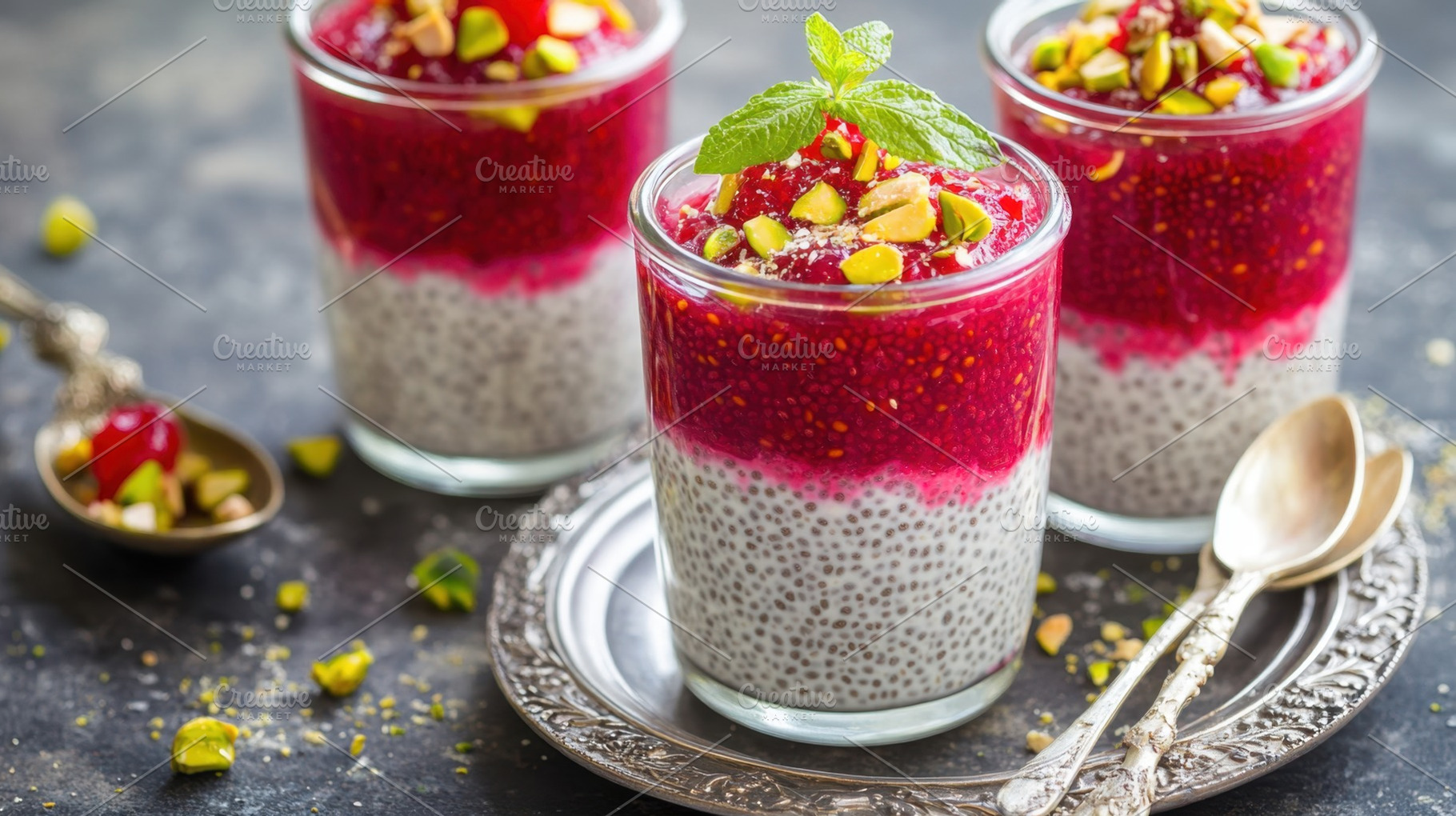 Fruit-topped chia dessert, a Photo by Beautiful things