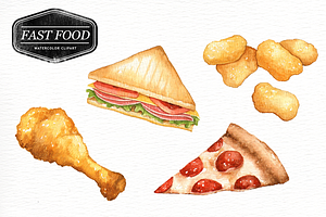 Fastfood Watercolor Clipart