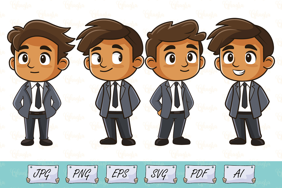Businessman Character Set Vector Art, a Person Illustration by Ghagra (Photo 1 of 3)