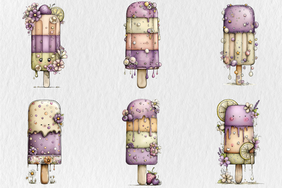 Whimsical Summer Ice Cream Clipart, a Seasonal Illustration by Rose Art (Photo 4 of 6)