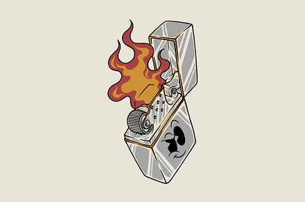 retro fiery square lighter mascot, an Object Graphic by Judsart