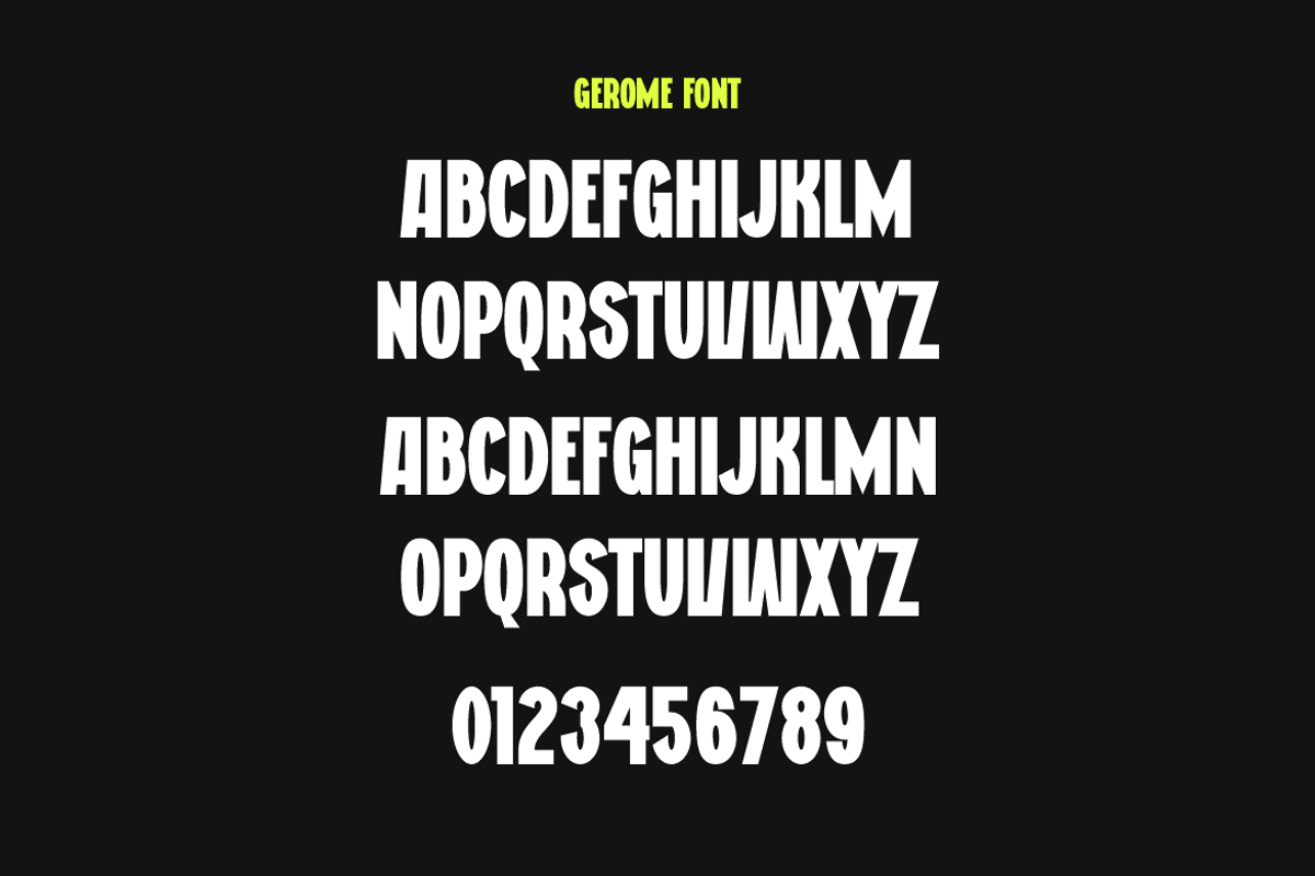 Gerome - Modern Retro Condensed Font, a Sans Serif Font by Iqsiart Studio (Photo 12 of 15)