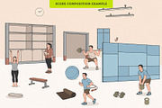 Modern Gym Scene Creator, an Illustration by MEANDSTUDIO (Thumbnail 2 of 5)