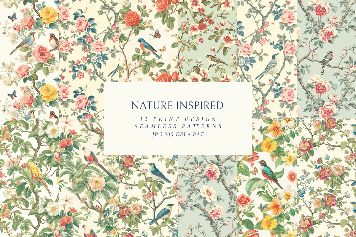 Chinoiseries Toile Seamless Patterns, a Pattern Graphic by Olya Creative (Photo 1 of 25)