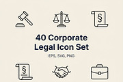 40 Corporate Legal Icon Set, an Outline Icon by adenpinkstore (Thumbnail 1 of 10)