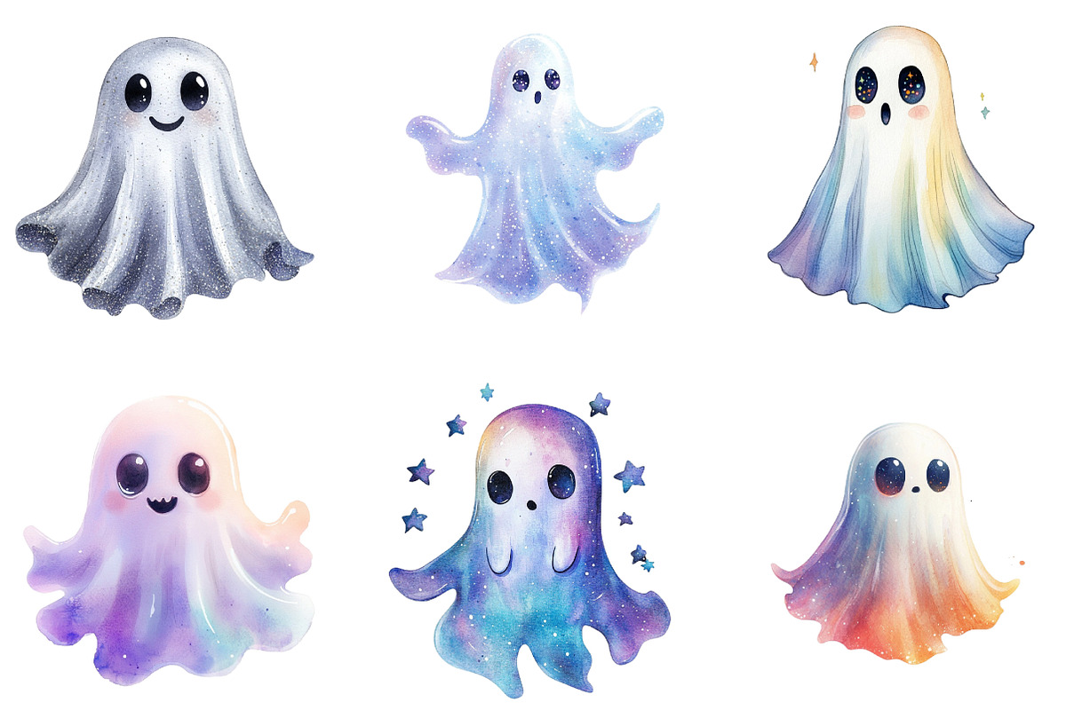 Halloween Iridescent Ghost Bundle, an Illustration by DreamArtGraphic (Photo 2 of 5)