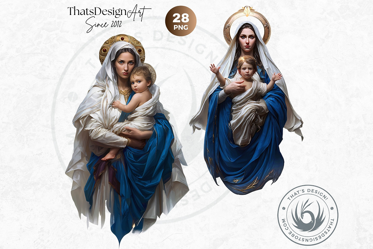 Holy virgin Mary clipart set, a Person Illustration by ThatsDesignArt (Photo 7 of 10)