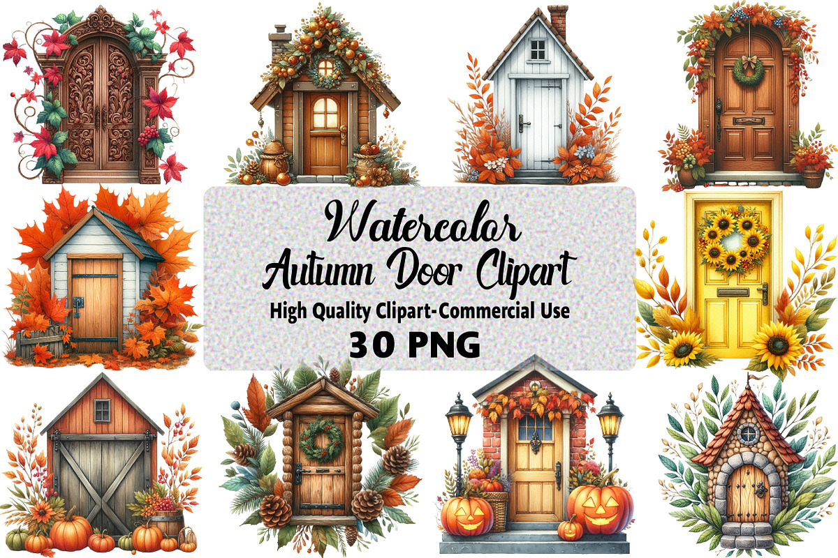 Autumn Door Clipart Bundle, an Illustration by Daily.Designs (Photo 1 of 5)