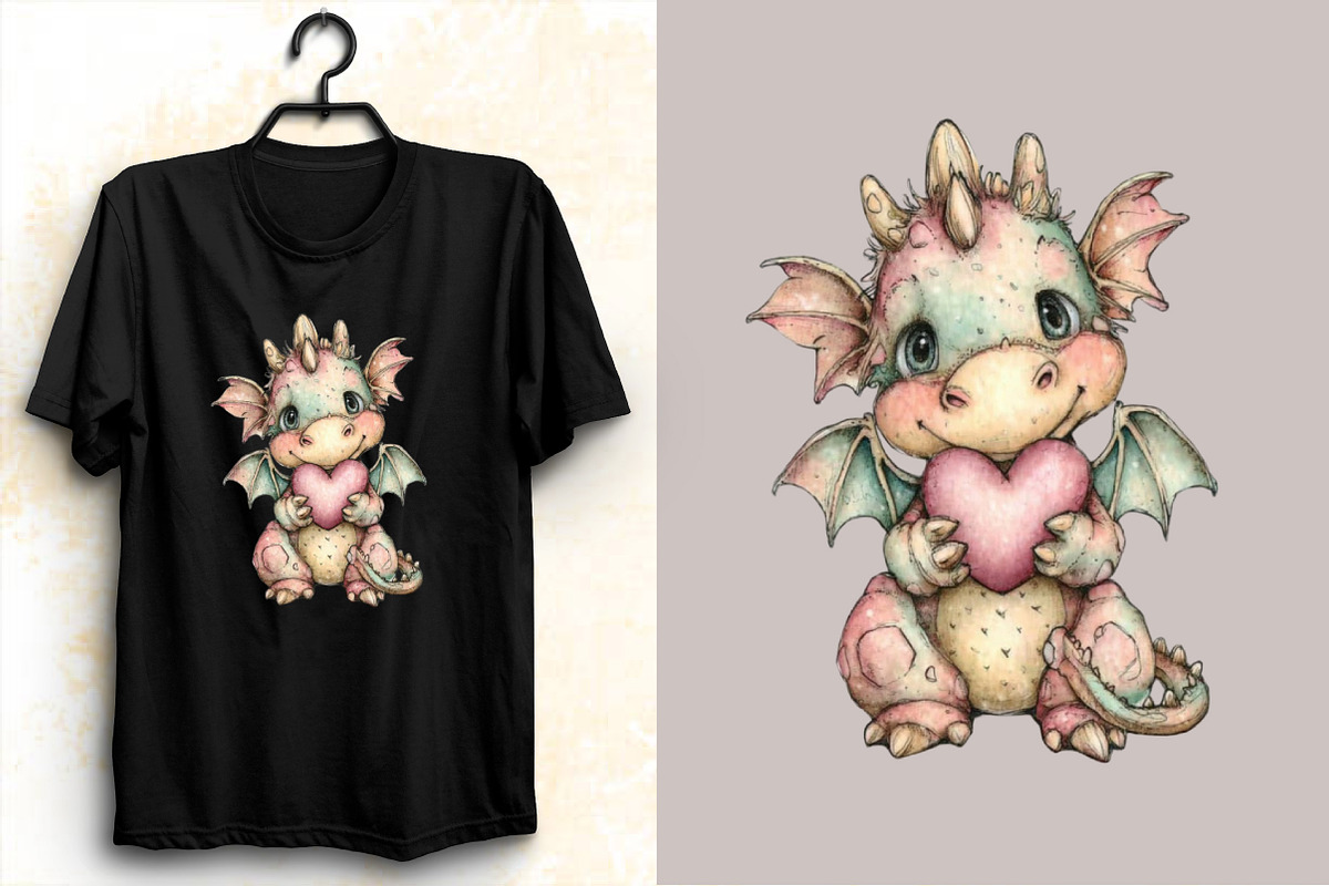 Whimsical Valentine Baby Dragon Clip, an Illustration by SVGArt (Photo 3 of 8)