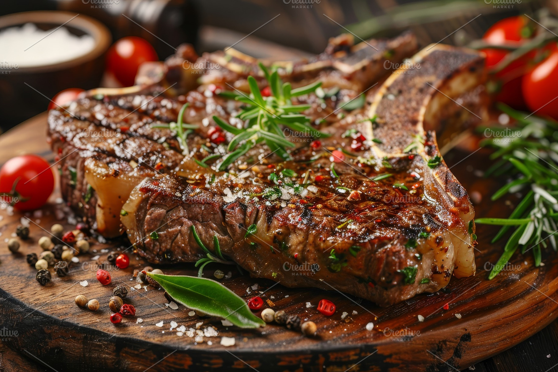 A T-bone steak sits on a cutting boa, a Photo by Iftikhar Alam