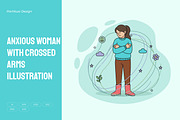 Anxious Woman with Crossed Arms, a Person Illustration by Partikusi Design (Thumbnail 1 of 3)