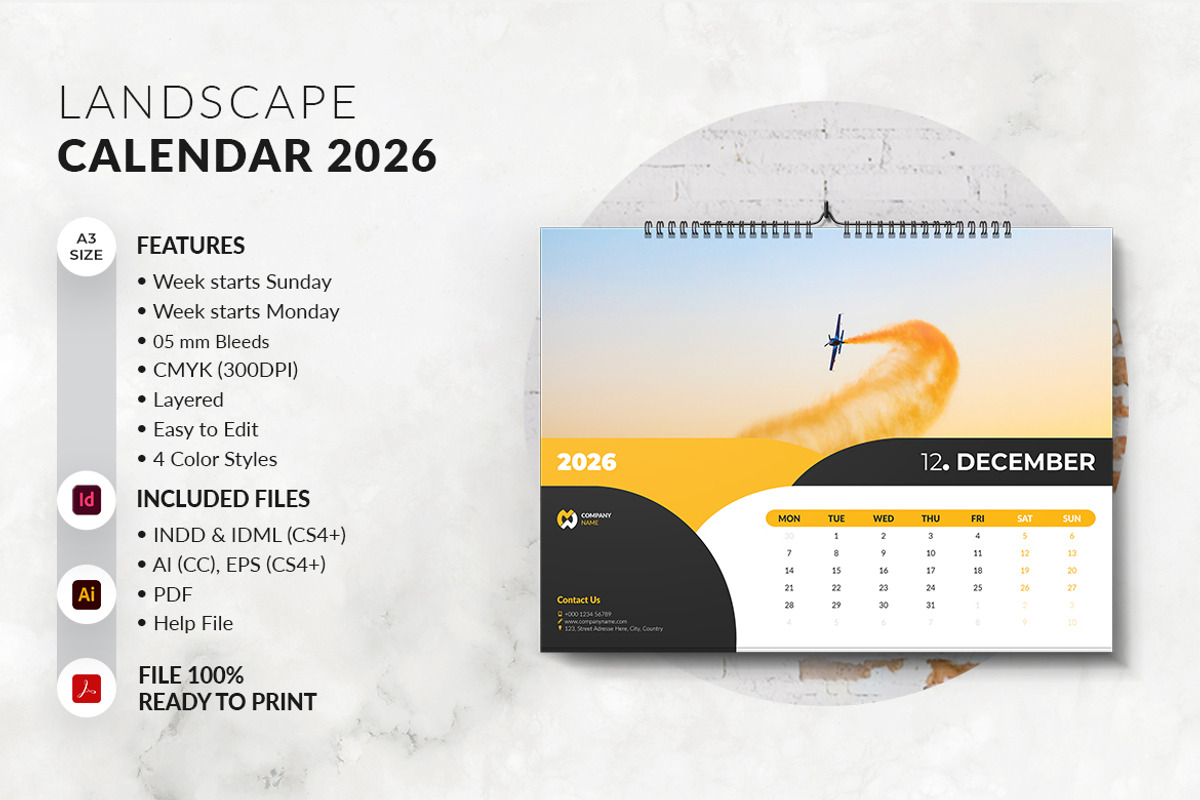 A3 Landscape Calendar 2026 Printable preview 4