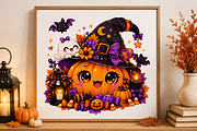 Kawaii Halloween Pumpkin Witch, a Seasonal Illustration by HyeRi (Thumbnail 7 of 7)