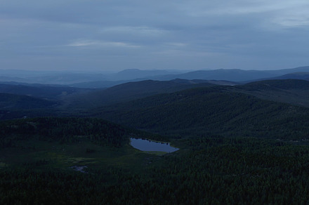 Dramatic sky and lakes in valley of Altai in evening time, a Nature Photo by TravelFlow