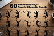 60 Badminton Player Smash Silhouette, a Person Illustration by Amazin_art (Thumbnail 1 of 37)