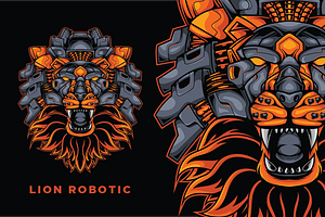 Lion Head Robotic Vector