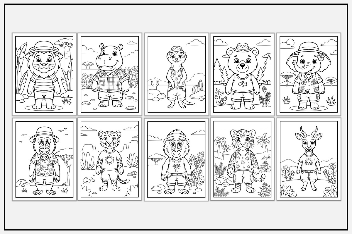 Animal-Themed Summer Coloring Pages, a Seasonal Illustration by Lamia Emad (Photo 2 of 5)