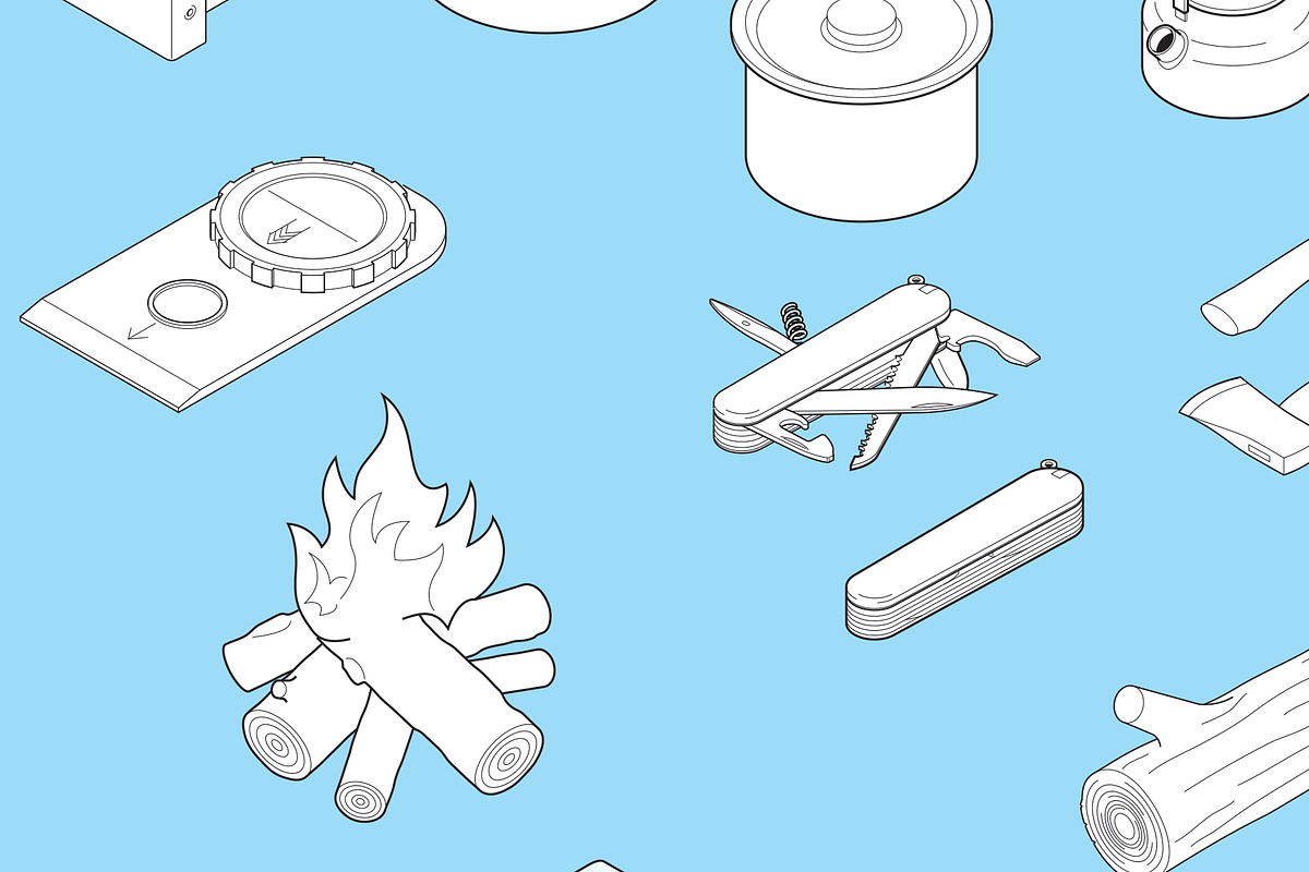 Camping Items - isometric, an Illustration by Industrial Artworks (Photo 3 of 3)