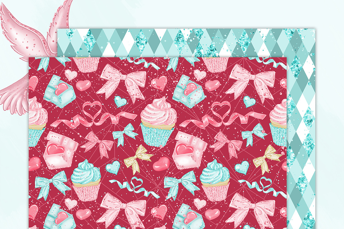 Valentines Day Digital Paper Pack, a Pattern Graphic by Phantasia Design