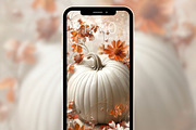 White Pumpkin Fall phone wallpaper, a Graphic by Kalindiprints (Thumbnail 5 of 6)