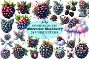 Watercolor Blackberry Clipart, an Illustration by Craft Nest (Thumbnail 1 of 6)