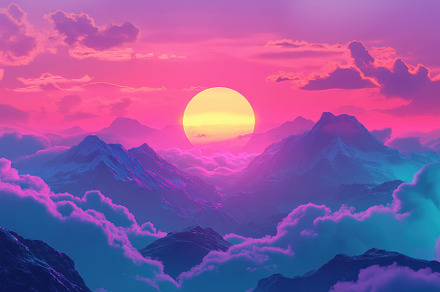 Breathtaking neon sunset over majest, a Photo by Iftikhar Alam