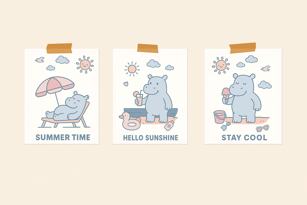 Hippo Beach Days — Clipart Bundle, an Animal Illustration by Mariia Kovalchuk (Photo 10 of 13)