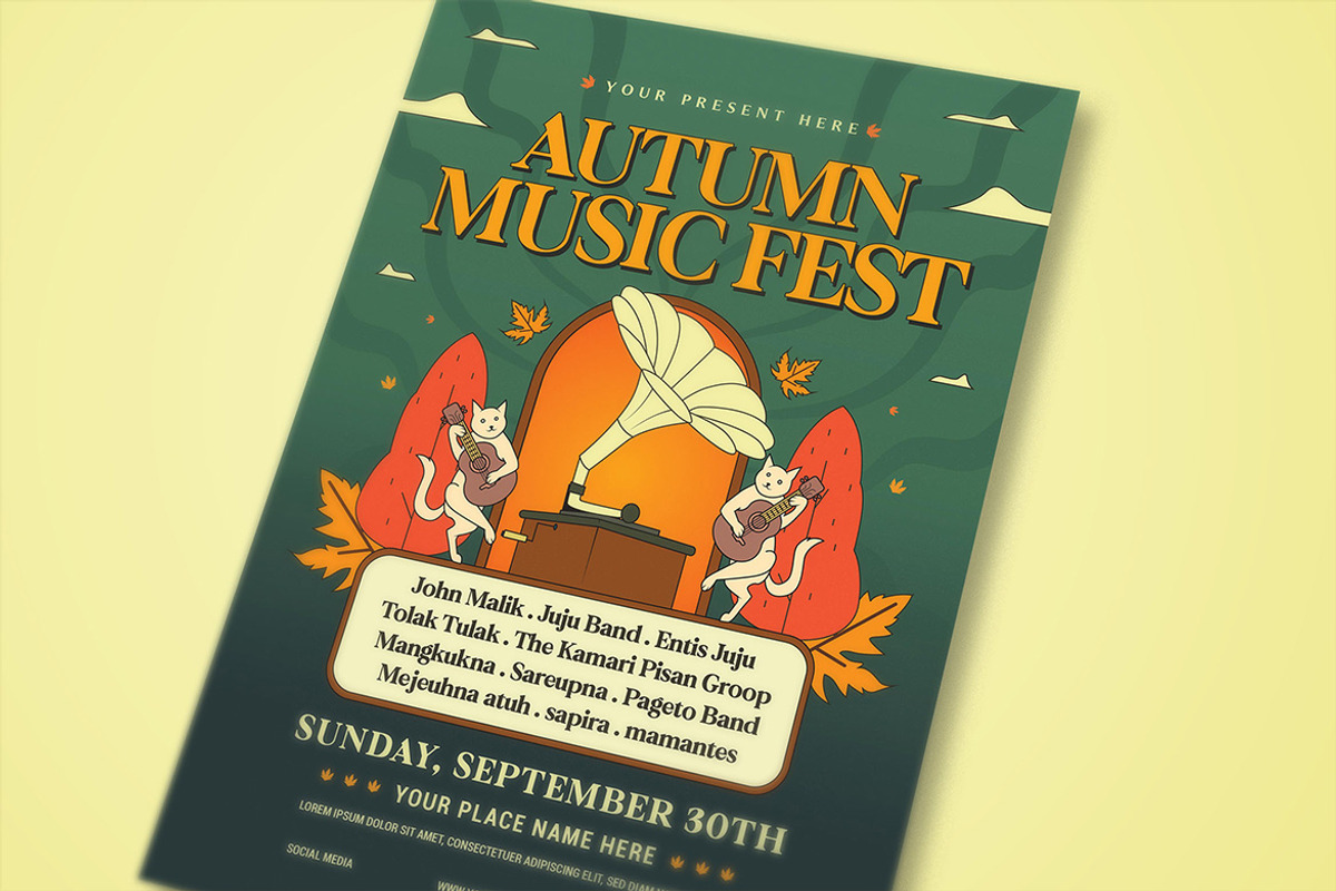 Green Autumn Music Fest Flyer, a Flyer Template by megarez (Photo 2 of 3)