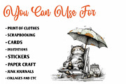 Whimsical Summer Cats Clipart, an Illustration by CreationArt (Thumbnail 5 of 7)