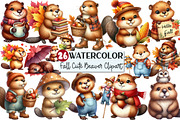Autumn Cute Beaver Clipart, an Illustration by Rose Art (Thumbnail 1 of 7)