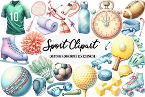 Watercolor Sport Clipart, an Illustration by Daily.Designs