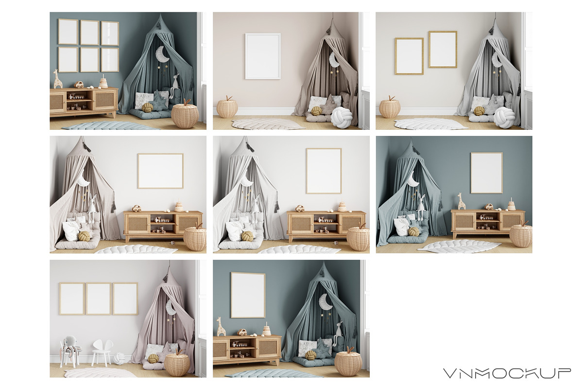 Kids Room Frame Bundle - 61 Mockups, a Print Template by VNmockup (Photo 13 of 16)