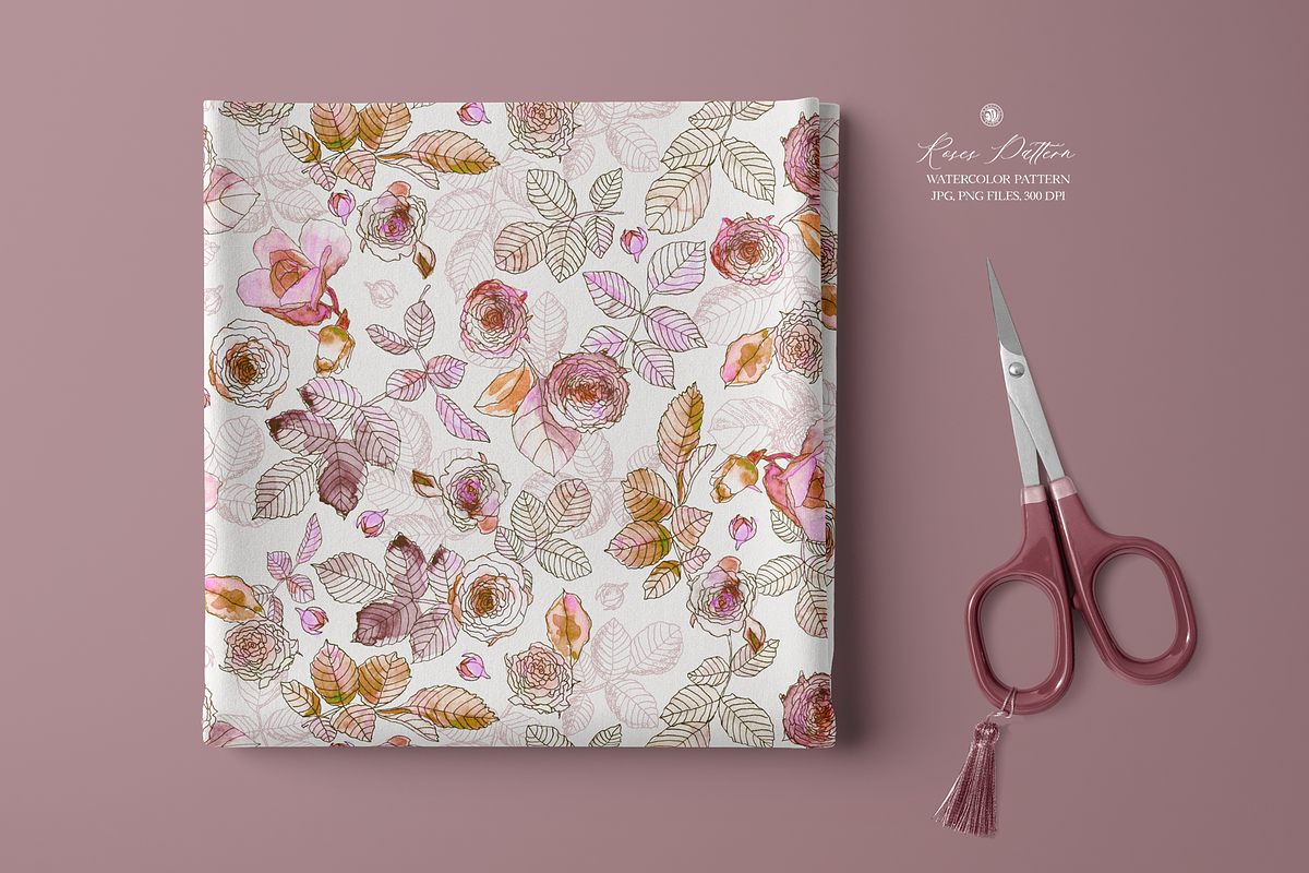 Watercolor Roses Pattern, a Pattern Graphic by Webvilla Studio (Photo 5 of 7)