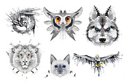 Set of 6 vector watercolor animals, an Animal Illustration by kizi (Thumbnail 3 of 5)