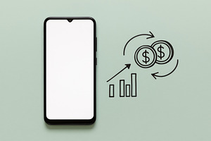 Smartphone with financial growth ico, a Photo by Dvoevnore photos