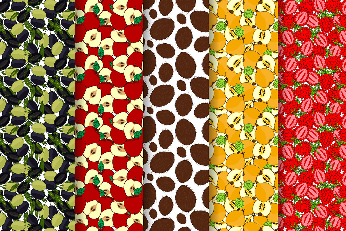 10 Sweet Fruits Patterns Set preview 2