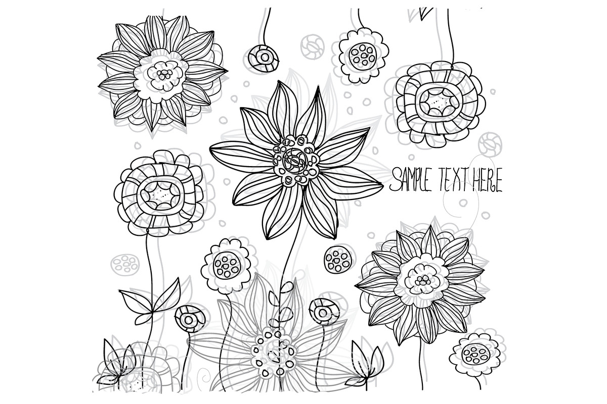 plain linear floral, an Illustration by Lesia.kabakova