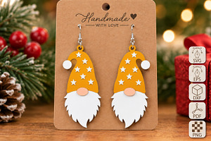 Christmas Gnome Earrings Laser Cut