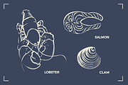 SEAFOOD (30+ illustrations), a Food Illustration by Bonfloret Studio (Thumbnail 6 of 9)