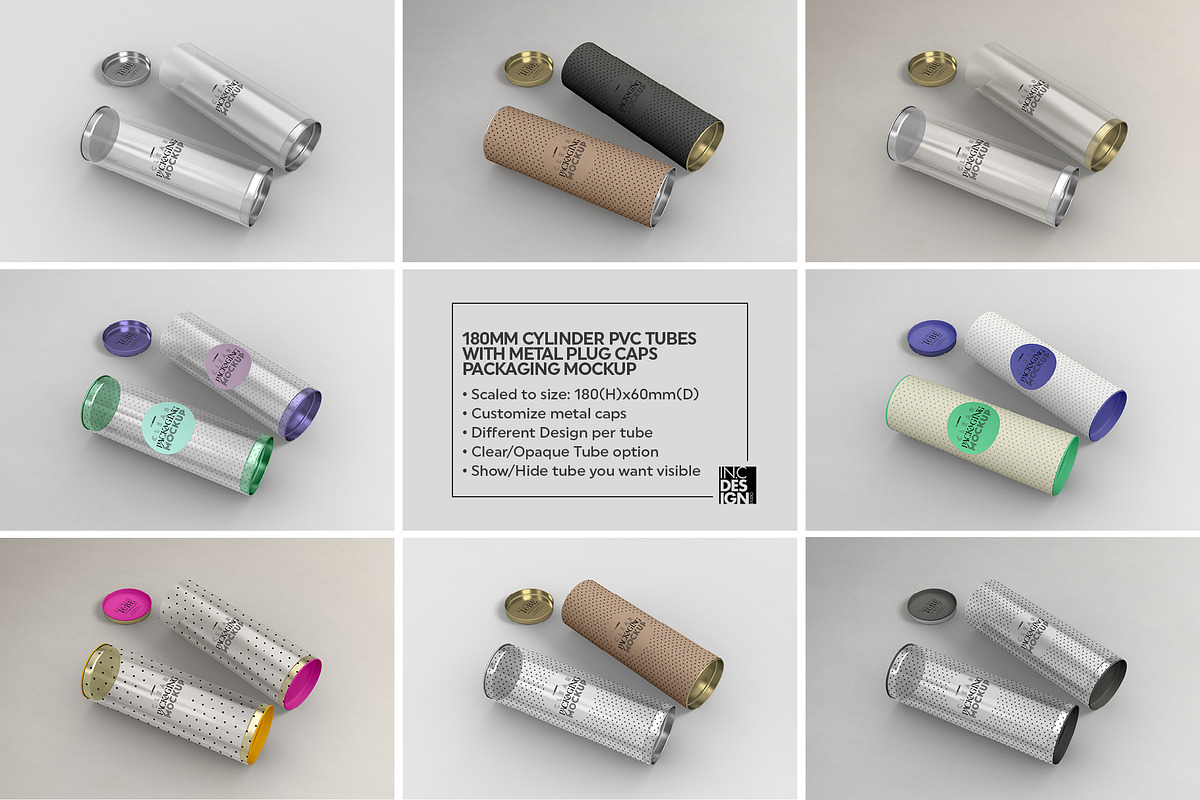 Clear/Opaque Tube Packaging Mockup, a Packaging Mockup by INCDesign (Photo 2 of 10)