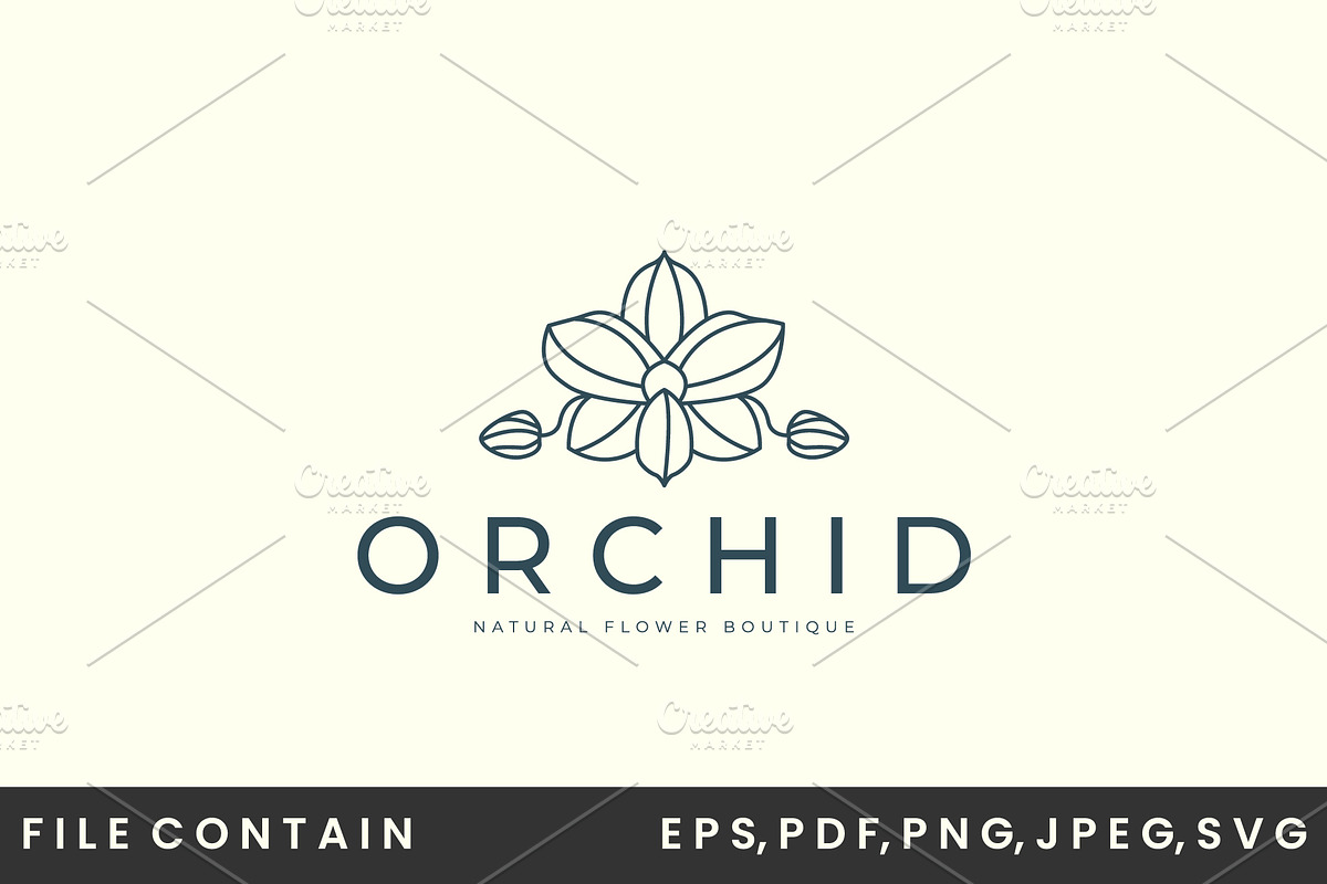 orchid flower logo line art vector, a Branding & Logo Template by SD 22