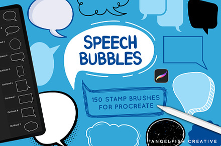 Speech Bubbles Procreate Brush Set, a Brush Add-On by AngelfishCreative