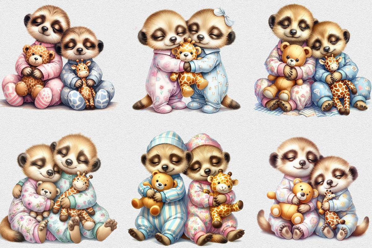 Cute Baby Meerkat Watercolor Clipart, a Seasonal Illustration by Craft Nest (Photo 2 of 6)