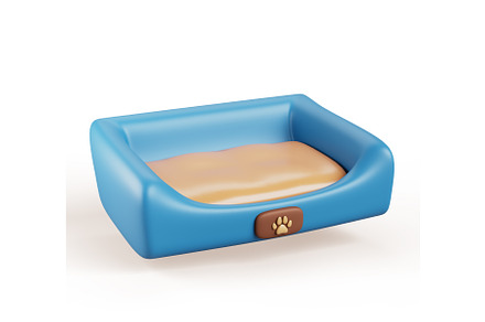 3d empty pet bed with paw print of, an Animal 3D Model by Marozhkastudio