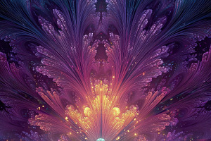 Abstract fractal art glowing flora f, an Abstract Photo by Pixeness Studio