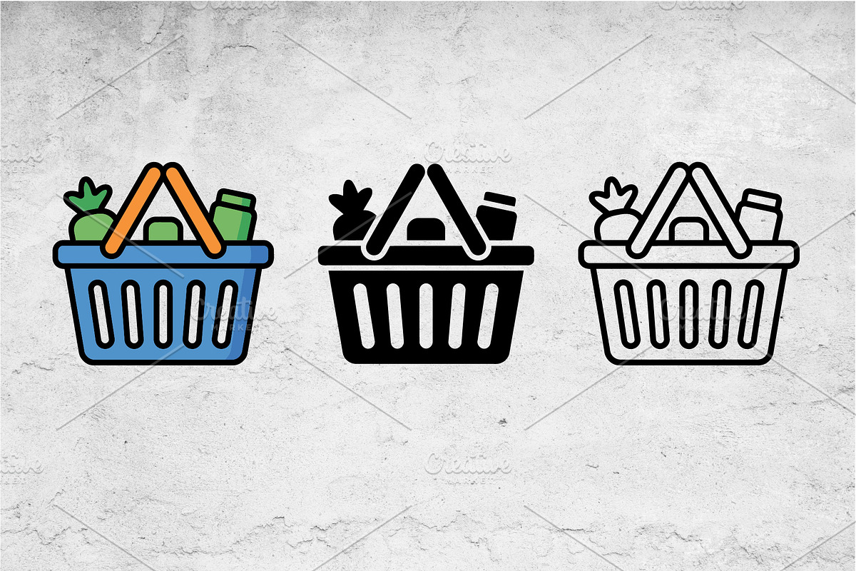 Shopping Basket Vector Icon Set, an Outline Icon by Artonix (Photo 2 of 2)