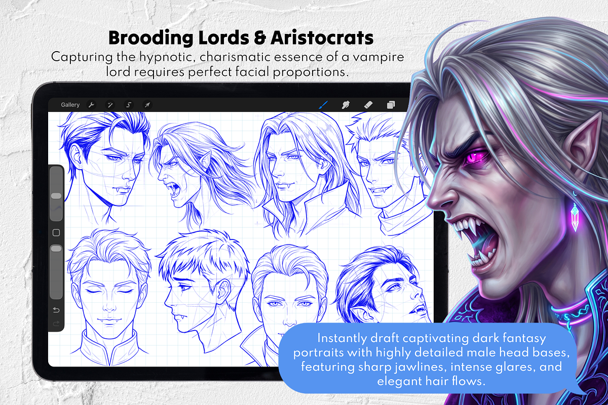 Vampire Male Procreate Brushes, a Brush Add-On by Selentaori Studio (Photo 6 of 13)