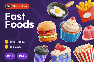 Fast Foods 3D Icons