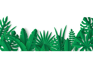 Tropical paper cut green leaves, a Texture Illustration by kotoffei